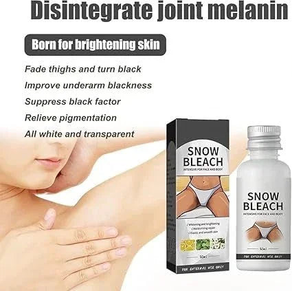 Snow Bleach cream and packaging for skin brightening and melanin reduction on underarms