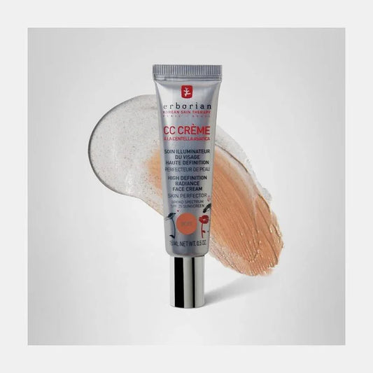 Erborian CC Crème with Centella Asiatica, tan tone, Korean skincare face cream with SPF 25